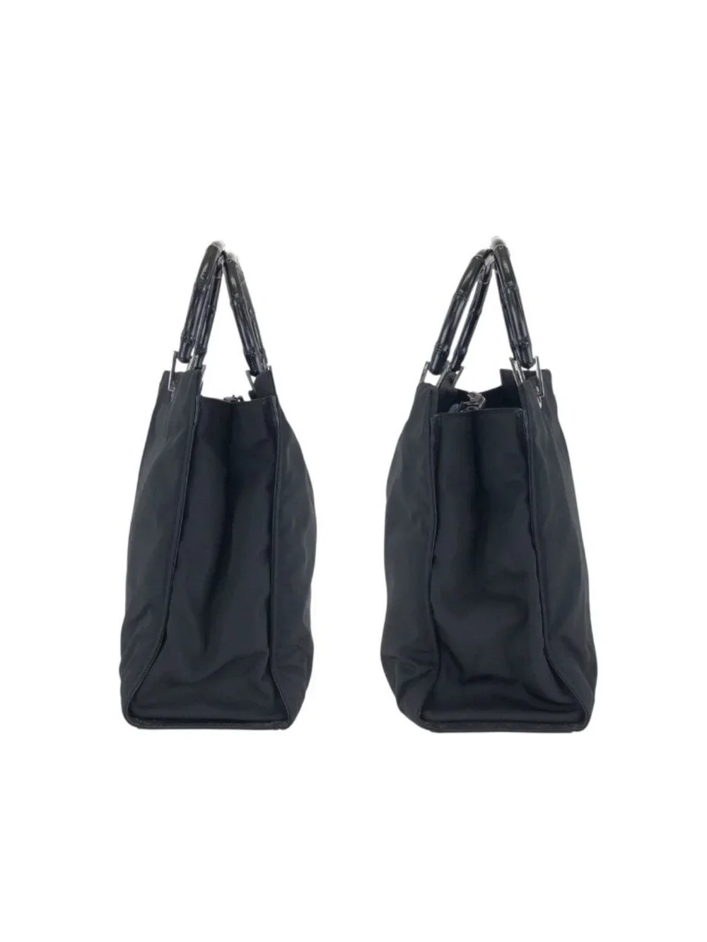 Gucci Bamboo Black Silver Nylon 002 Tote